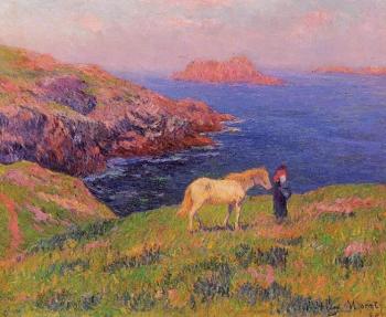 亨利 莫雷 Cliff at Quesant with Horse